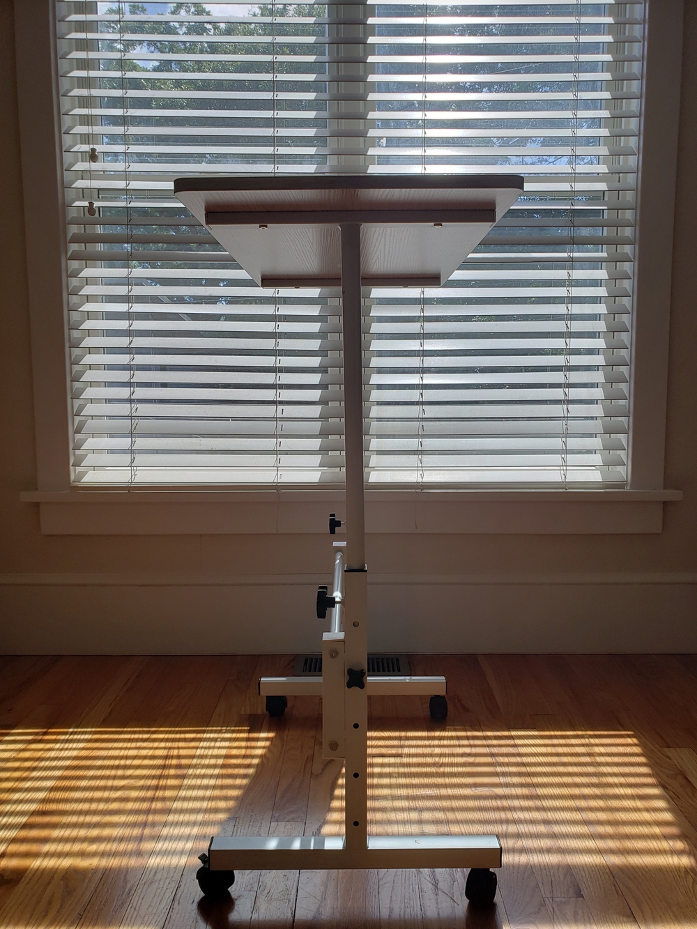Adjustable Table - Light Wood Top, White Frame - Picture 2 of 2
